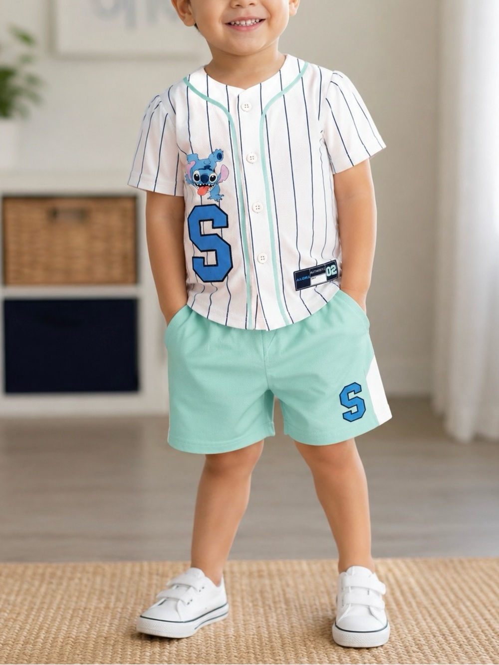 Disney Mint Green Kids Shorts - Elastic Waist